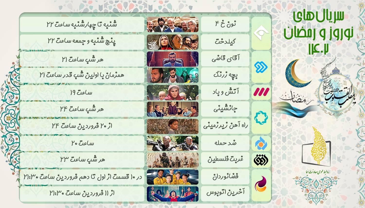 لیست سریال های نوروزی و رمضانی 1402